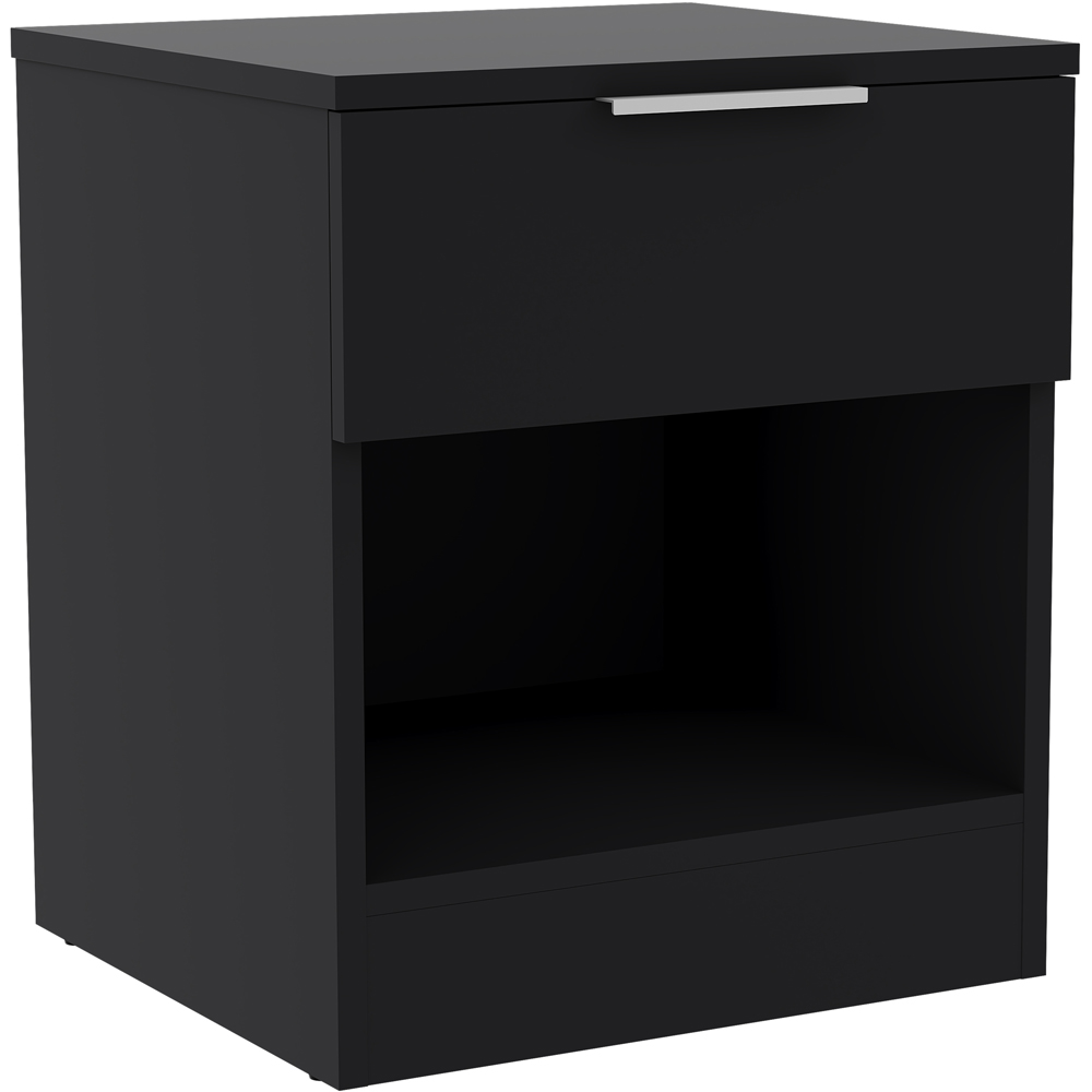 VIDA DESIGNS Terga Single Drawer Single Shelf Black Bedside Cabinet Image 2