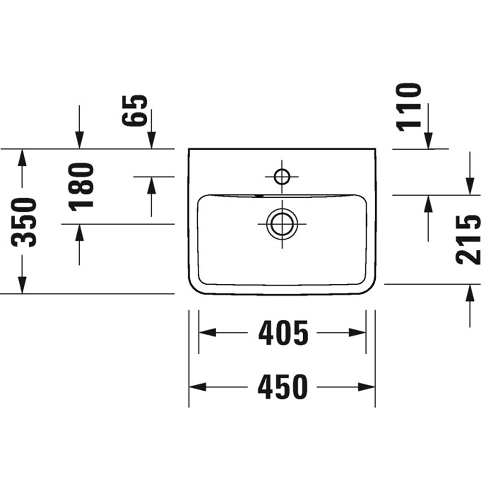 Duravit No.1 White High Gloss Hand Basin 450 x 350mm Image 3