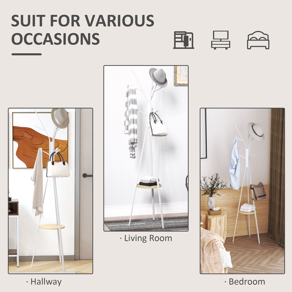 HOMCOM White Free Standing Metal Coat and Hat Hanger 180cm Image 6
