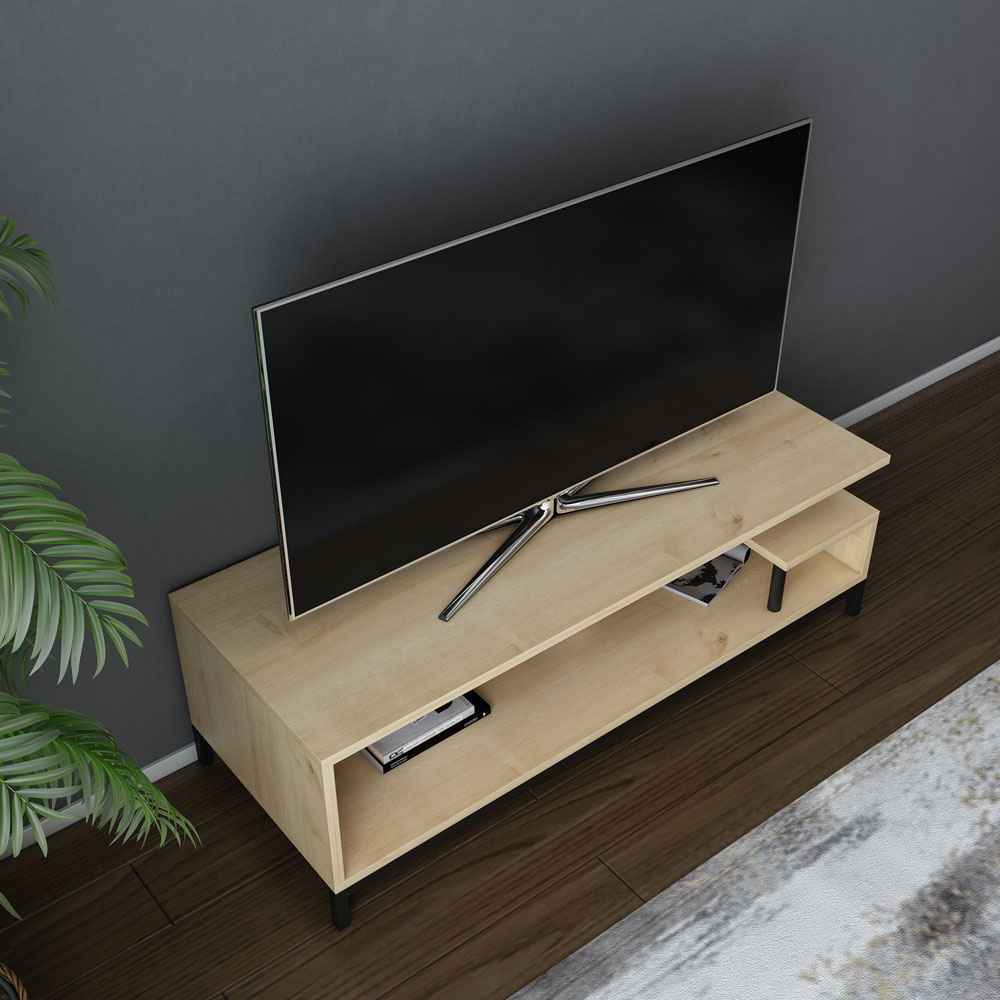 Decorotika Reilly 2 Shelf Black and Sapphire Oak TV Unit Image 3
