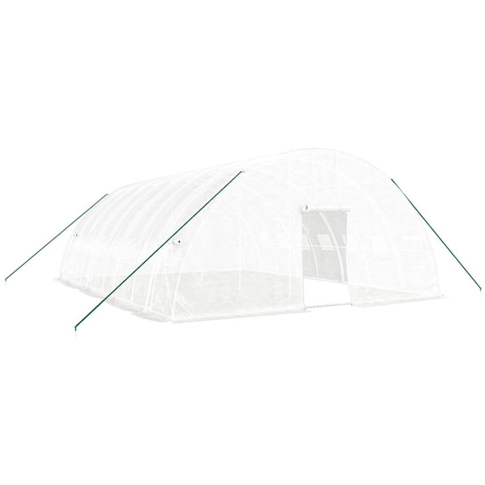 vidaXL White Polyethylene Galvanised Steel Frame 26.2 x 19.6ft Greenhouse Image 1