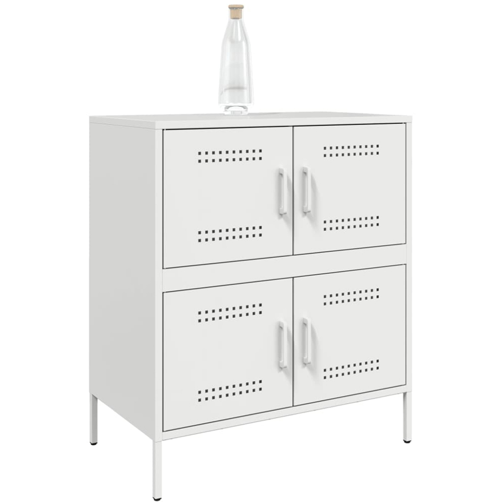 vidaXL 4 Door Steel White Sideboard Image 3