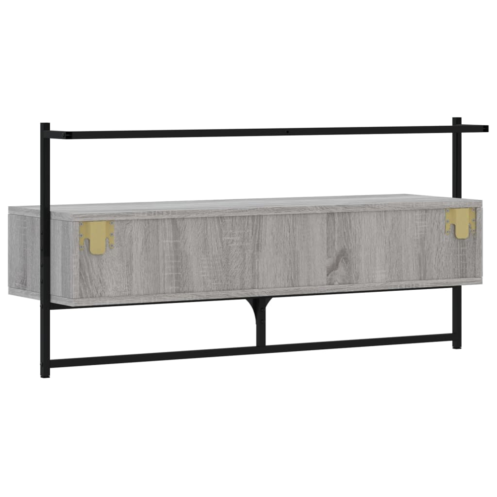 vidaXL 2 Drawer Grey Sonoma Wall Mounted TV Cabinet Image 5