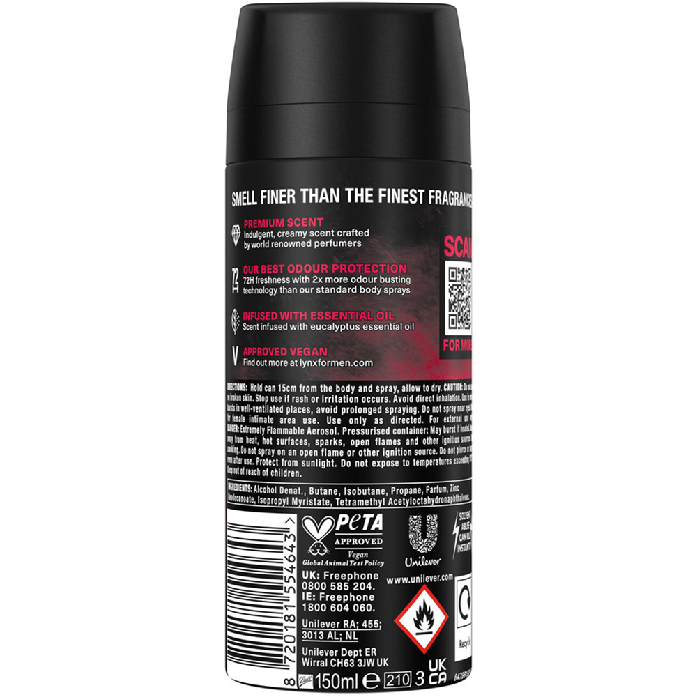 Lynx Men Cherry Spritz 72HR Freshness Deodorant Body Spray 150ml 3 Pack Image 3