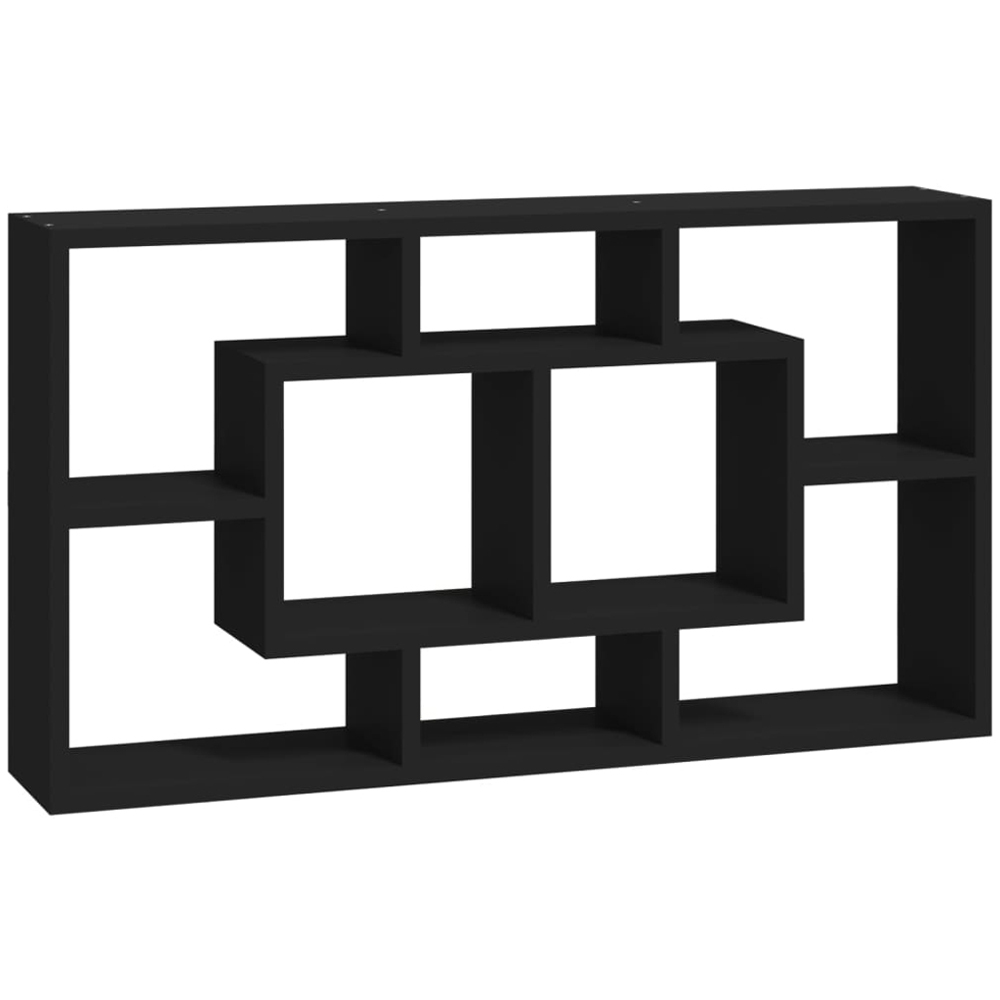 vidaXL 8 Shelf Black Floating Wall Shelf Image 1