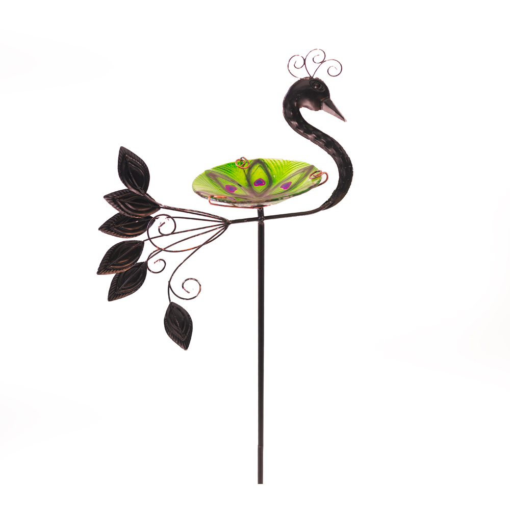 Marco Paul Peacock Glass Bird Bath Image 7