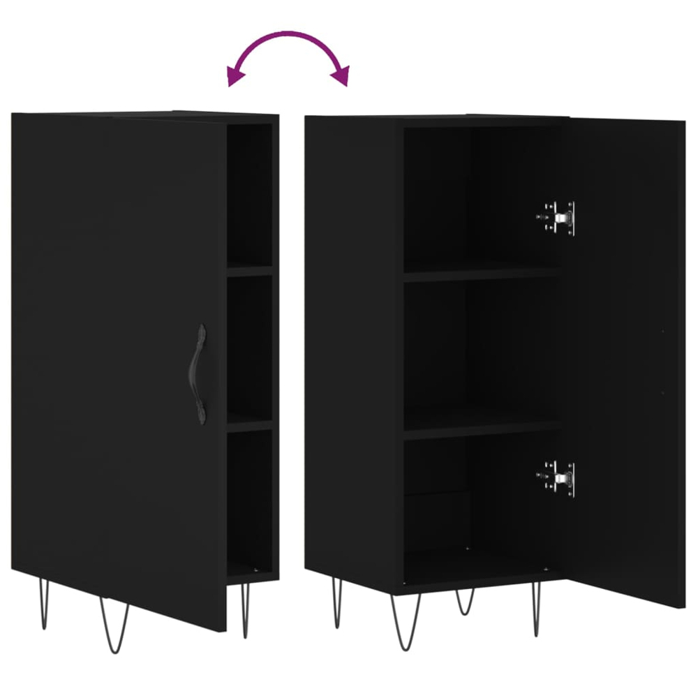 vidaXL Single Door Black Wooden Sideboard Image 9