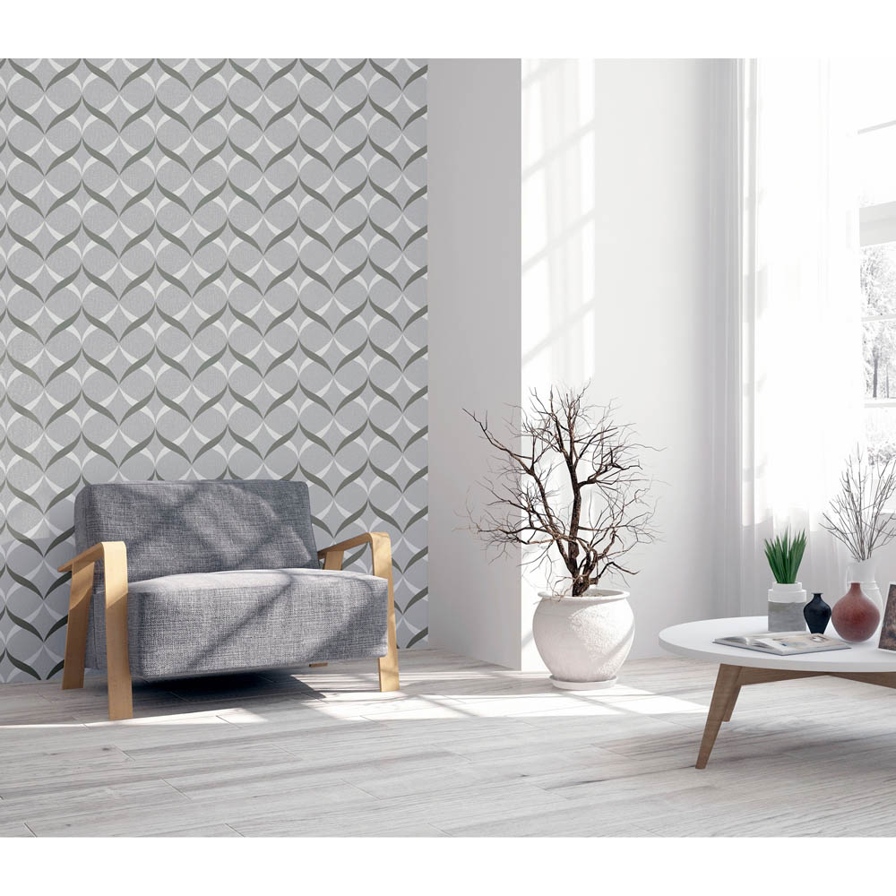 Arthouse Metallic Ogee Silver Wallpaper Image 4
