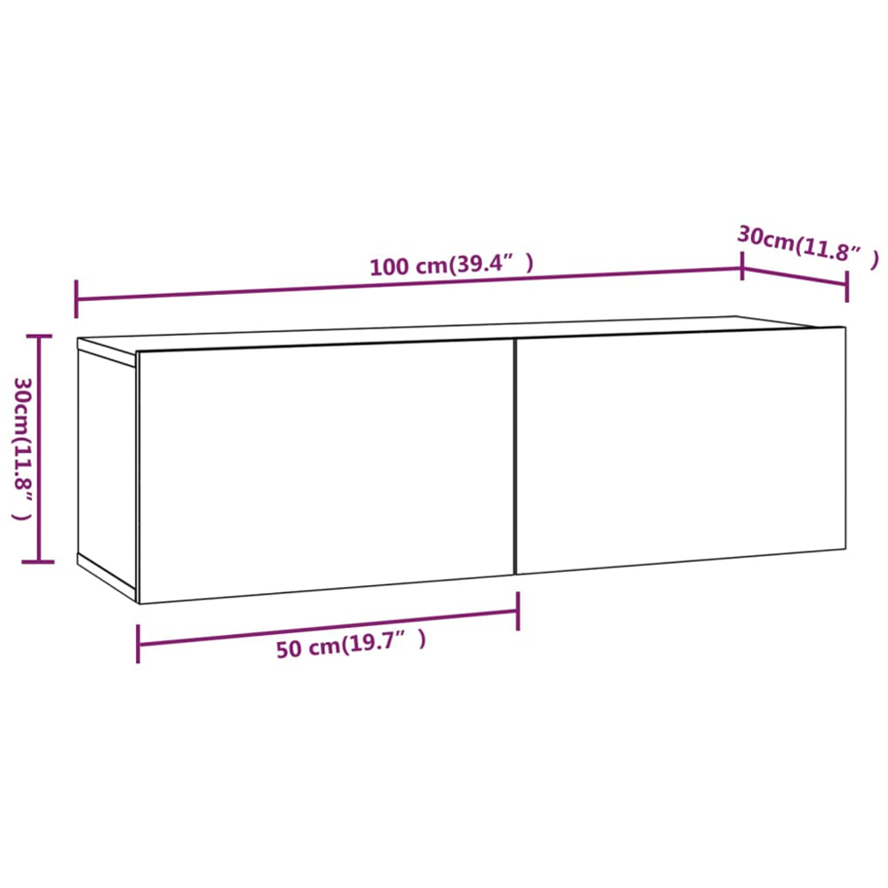 vidaXL 2 Door Sonoma Oak Wall Mounted TV Cabinet Set of 4 Image 8