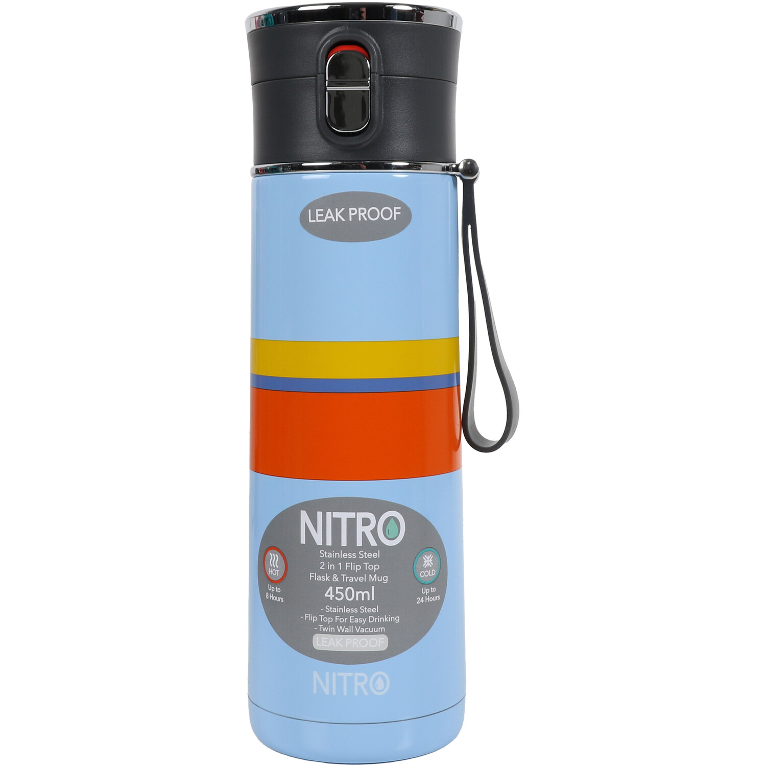 Nitro 450ml Stripe Flip Top Flask Image 2
