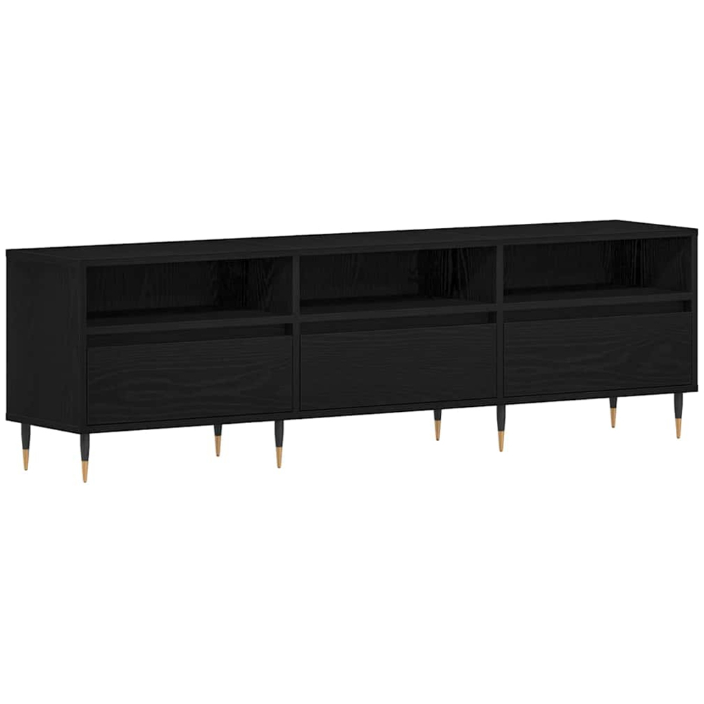 vidaXL 3 Door 3 Shelf Black Oak TV Cabinet Image 2