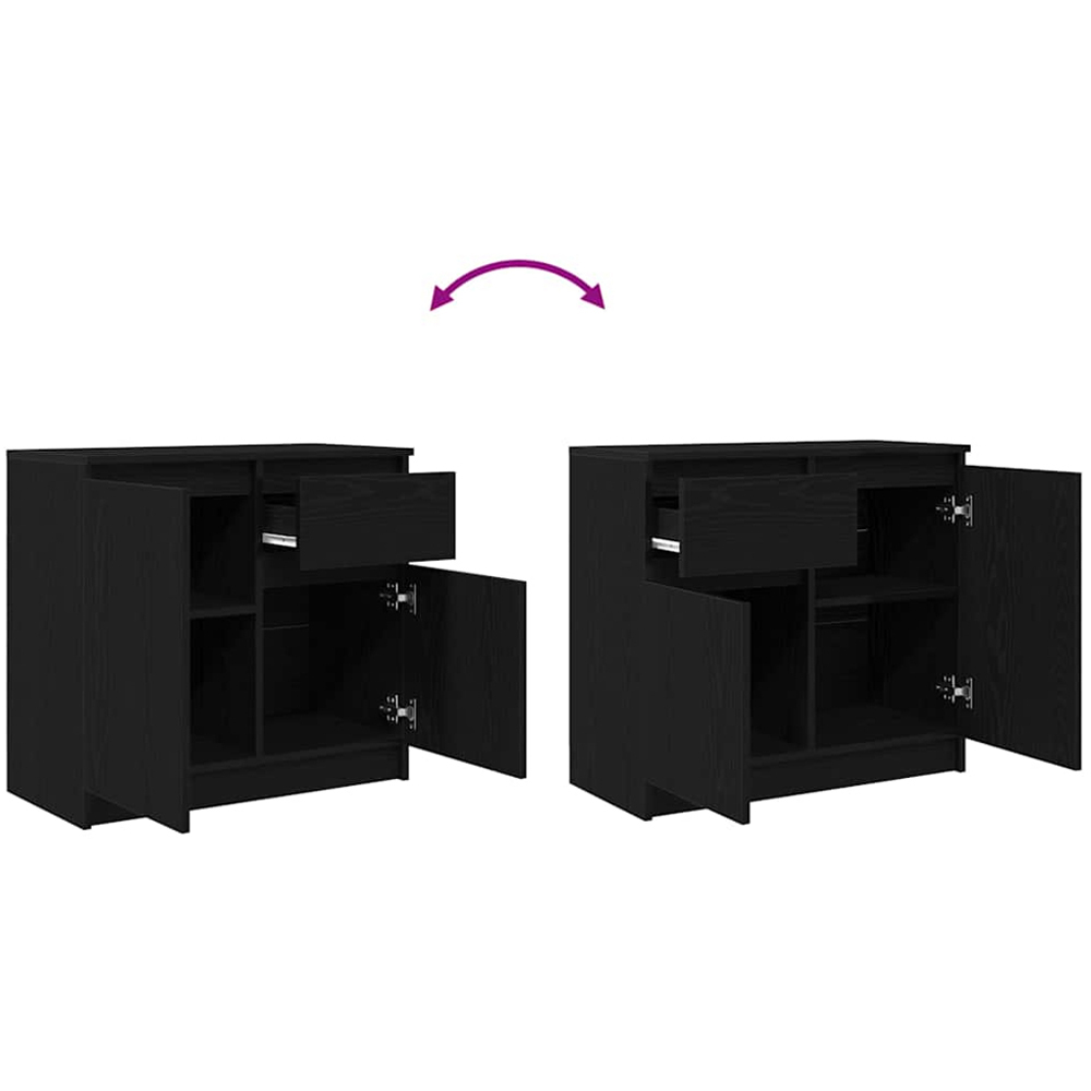 vidaXL 2 Door Single Drawer Black Oak Wooden Sideboard Image 8