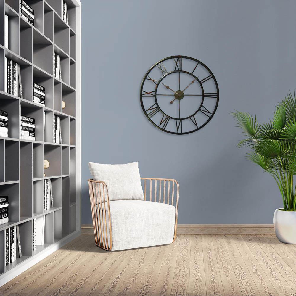 Walplus Grey Roman Numeral Round Wall Clock 76cm Image 3