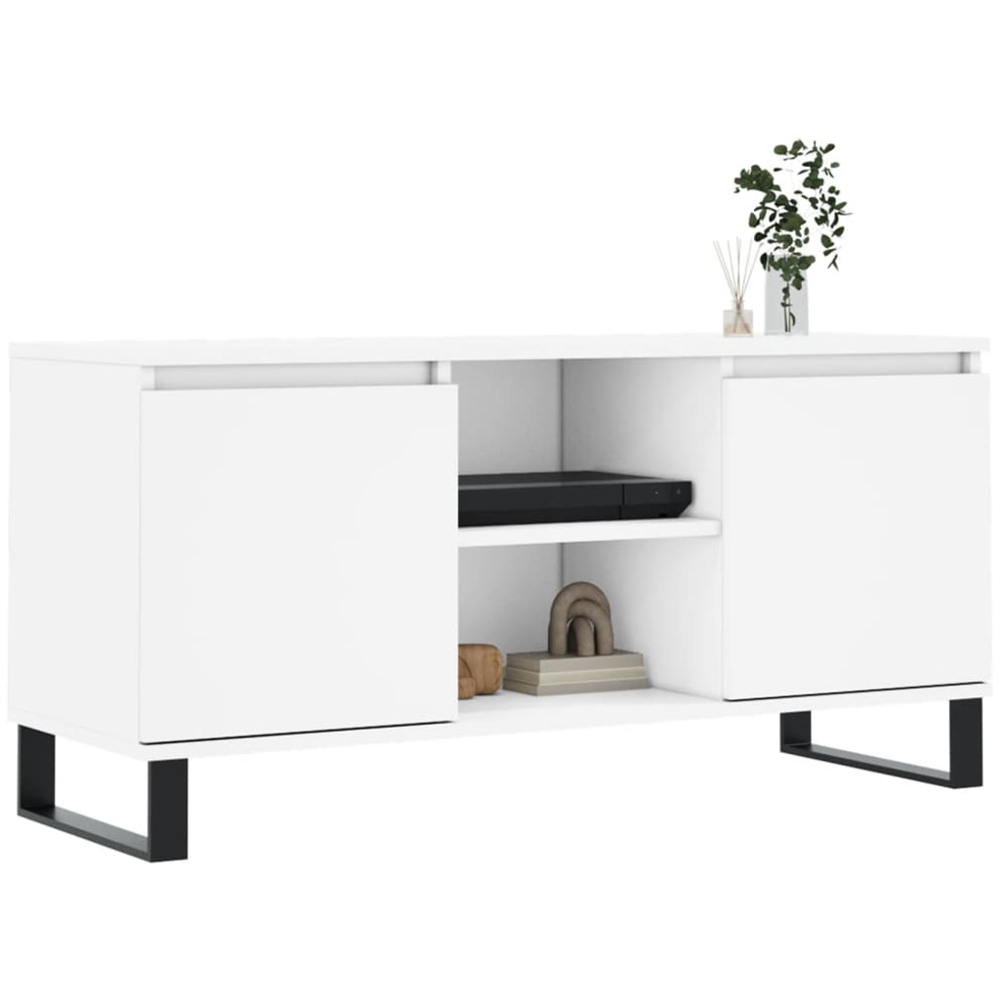 vidaXL 2 Door 2 Shelf White TV Cabinet Image 3