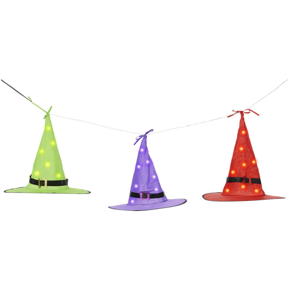 Rubies 3 Piece LED Light-Up Floating Witch Hat Halloween Decoration Image 2