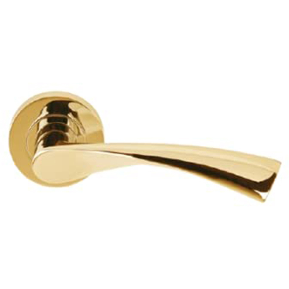 Golden Grace Polished Brass Astrid Twist Round Rose Door Handle Set Image 2