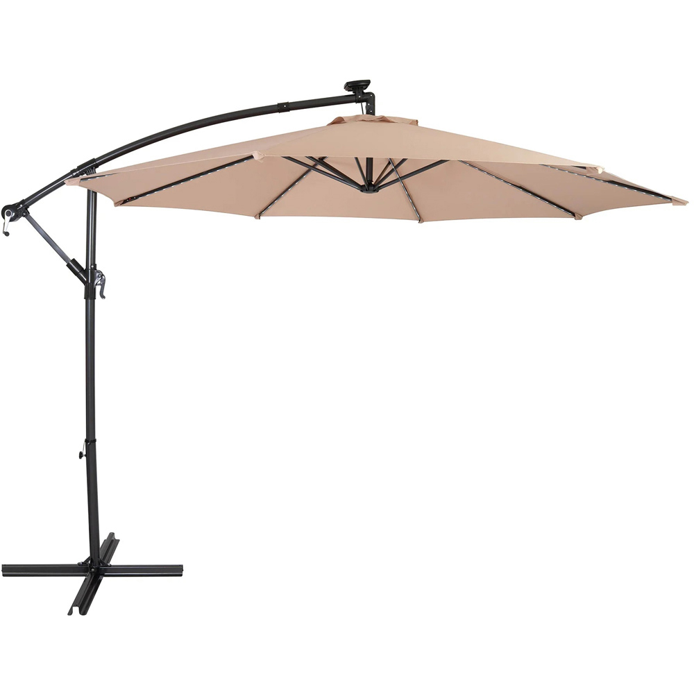 MonsterShop Beige LED Cantilever Parasol 3m Image 1
