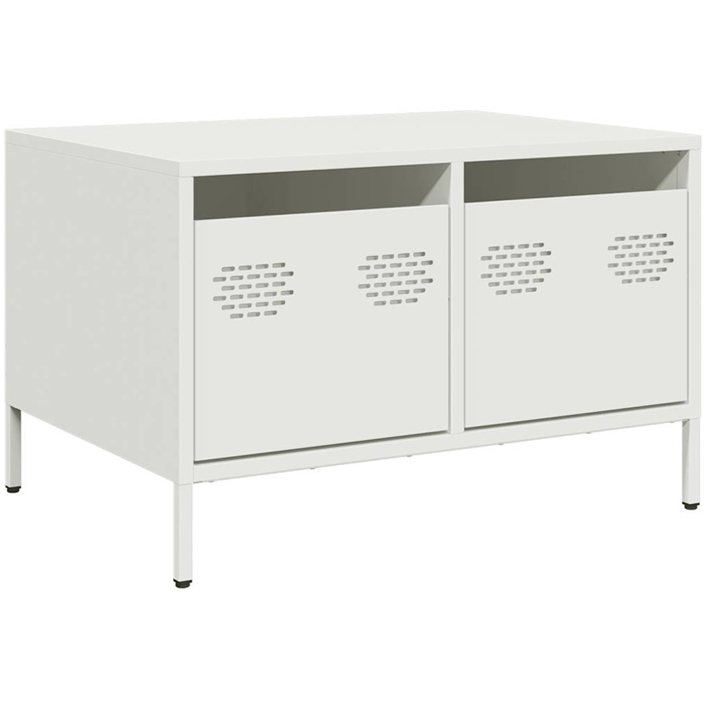 vidaXL 2 Drawer White Cold-Rolled Steel TV Cabinet Image 2