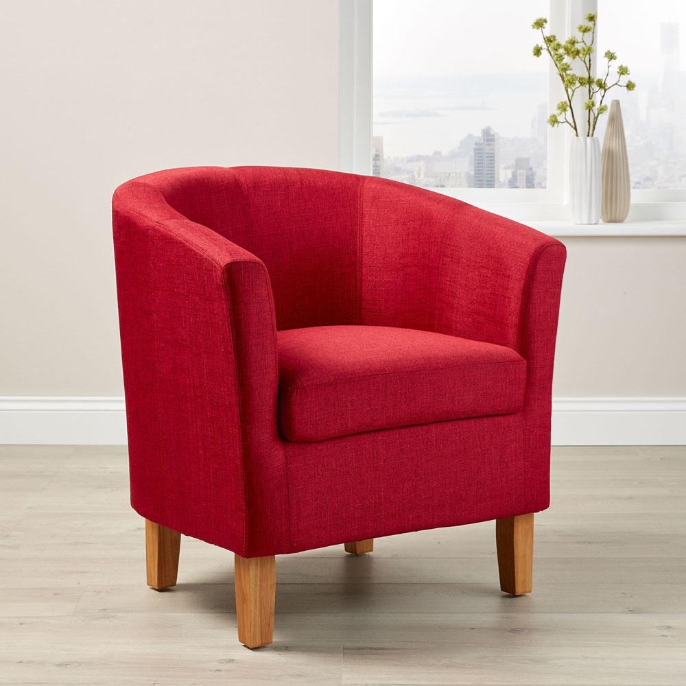 Home Source Bedford Red Padded Tub Chair Image 5