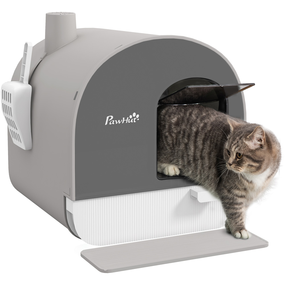 PawHut Grey Cat Litter Box 47 x 43 x 44cm Image 1