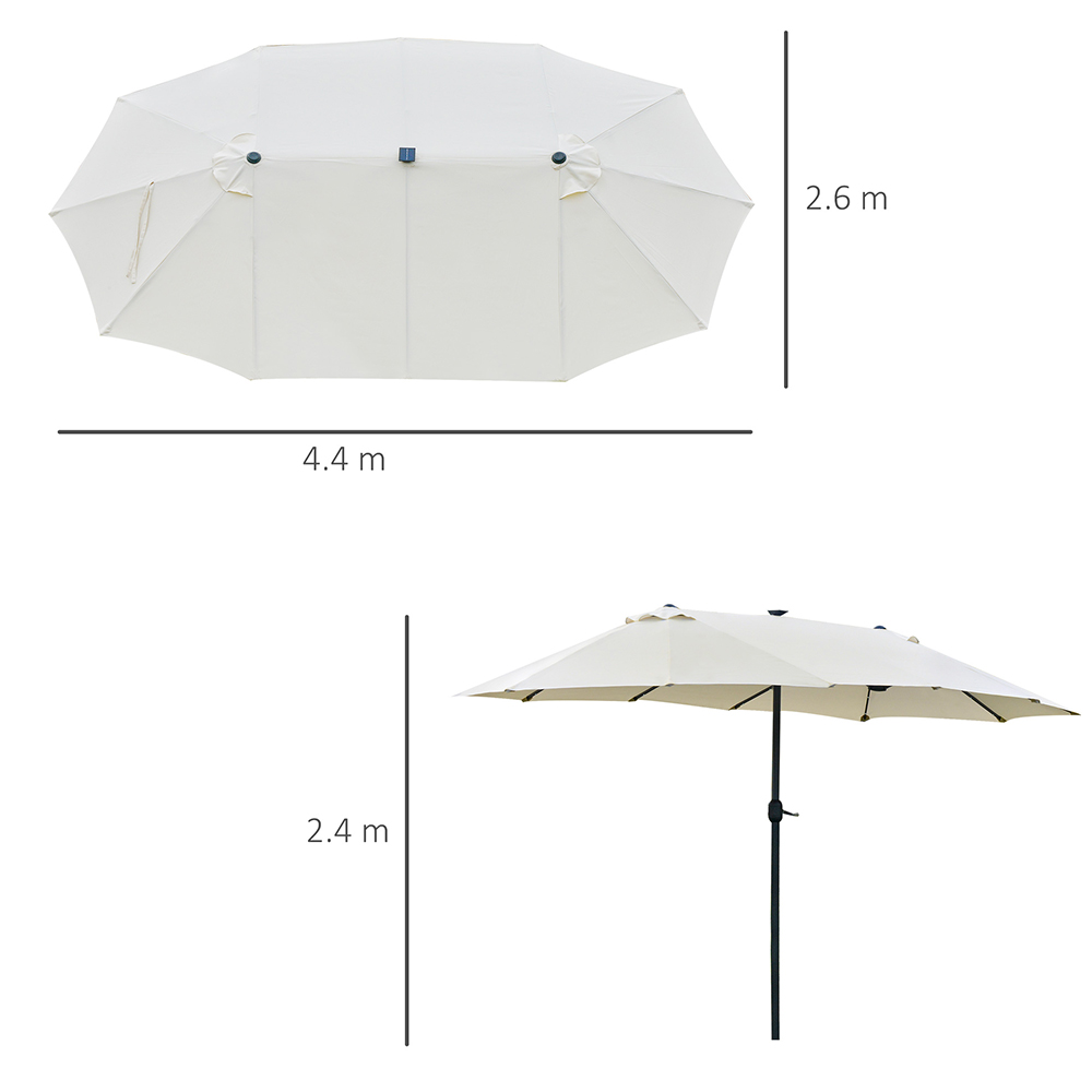 Outsunny Cream Double Sided LED Garden Parasol 4.4m Image 5