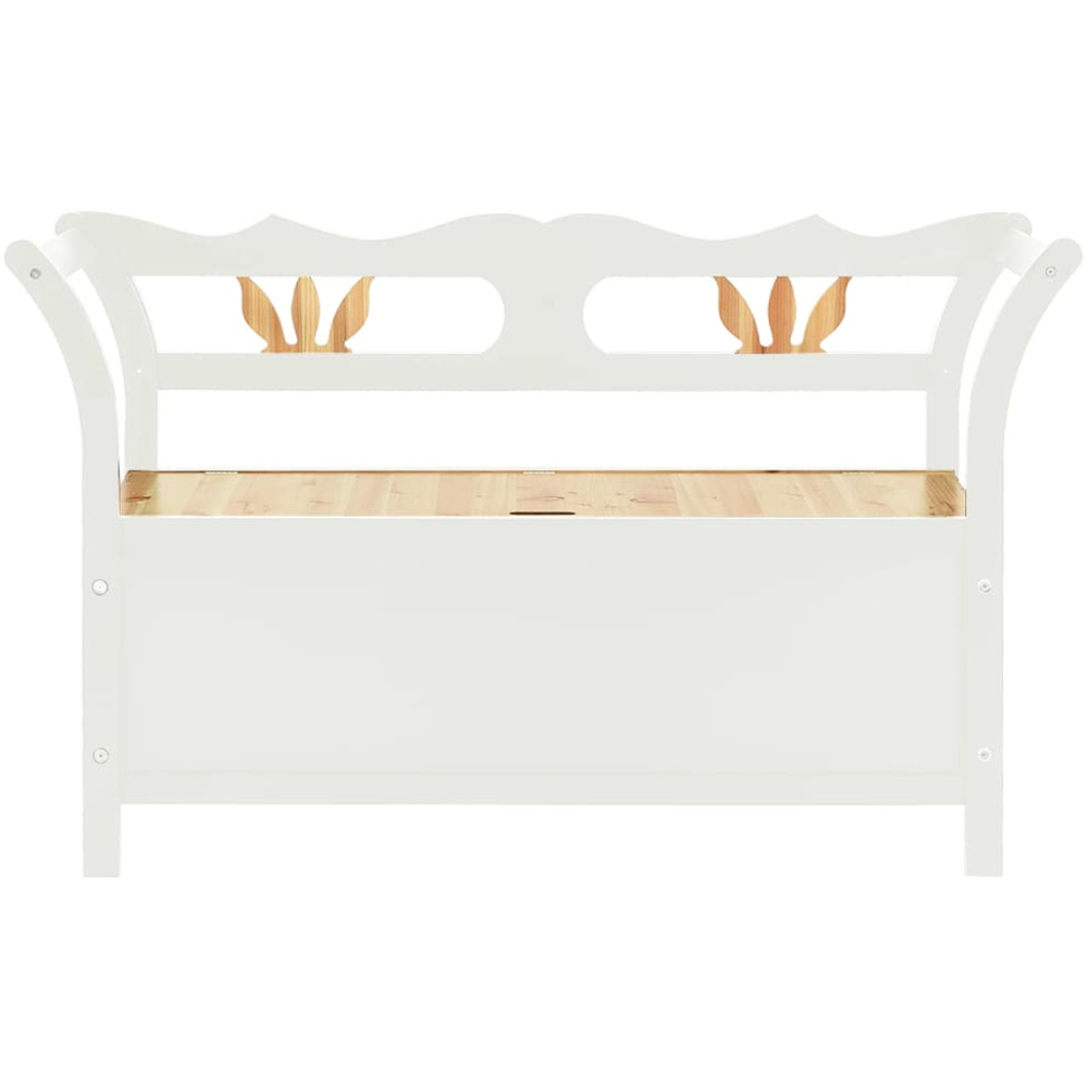 vidaXL Single Seater White and Brown Solid Fir Wood Storage Bench Image 3