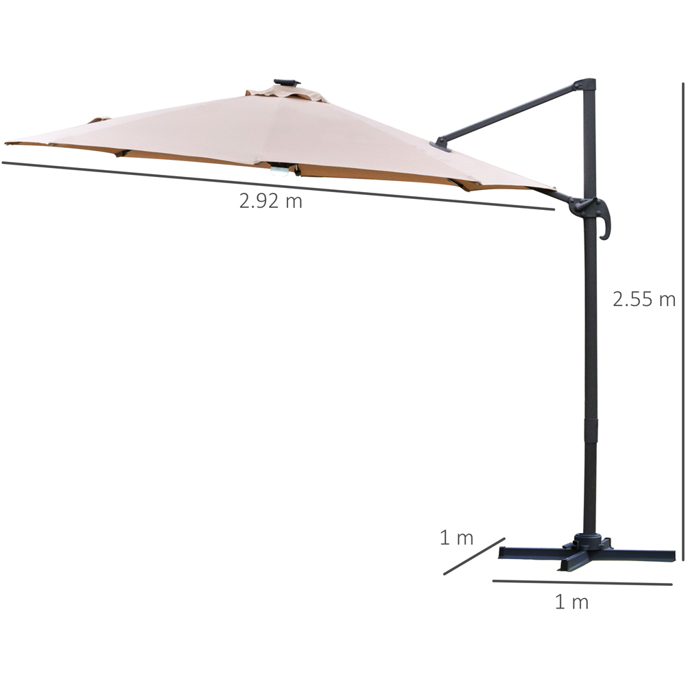 Outsunny Brown Solar LED Rotating Cantilever Roma Parasol with Cross Base 3m Image 7