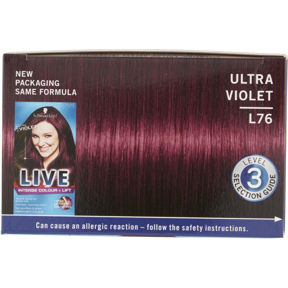 Schwarzkopf LIVE Intense Colour + Lift Ultra Violet L76 Permanent Hair Dye Image 3