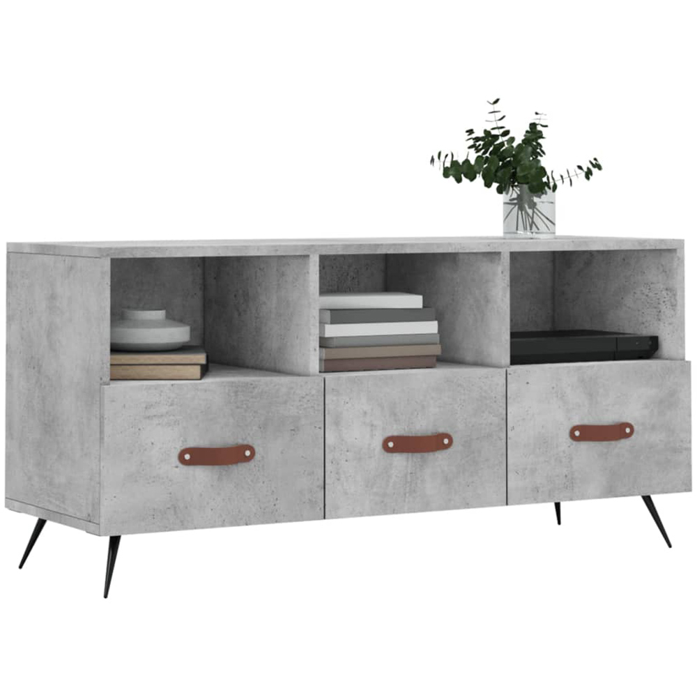 vidaXL 3 Drawer 3 Shelf Concrete Grey TV Cabinet Image 3