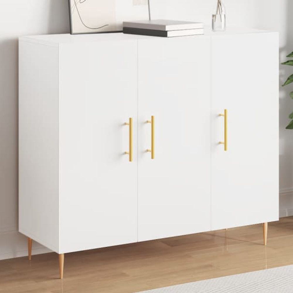 vidaXL 3 Door White Sideboard Image 1
