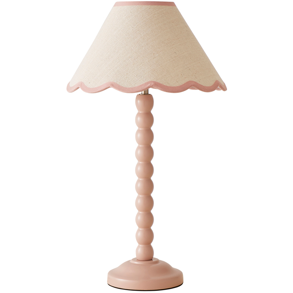 ValueLights Bobbins Pink Scallop Shade Rose Pink LED Floor Lamp Image 1