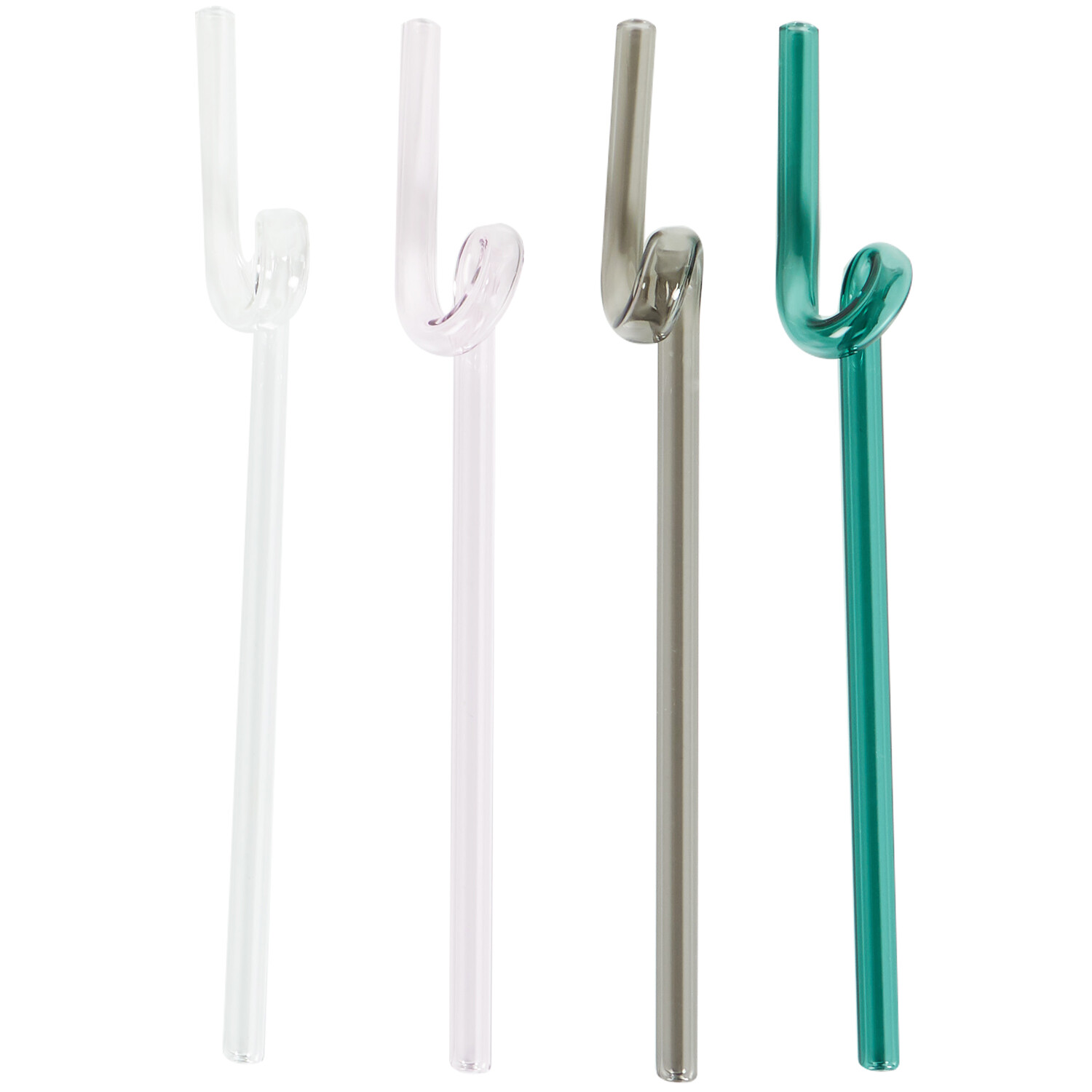 Set of 4 Swirly Coloured Borosilicate Glass Straws - Multicolour Image 1