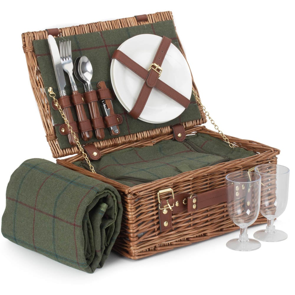 Red Hamper Green Tweed Classic Picnic Basket Image 1