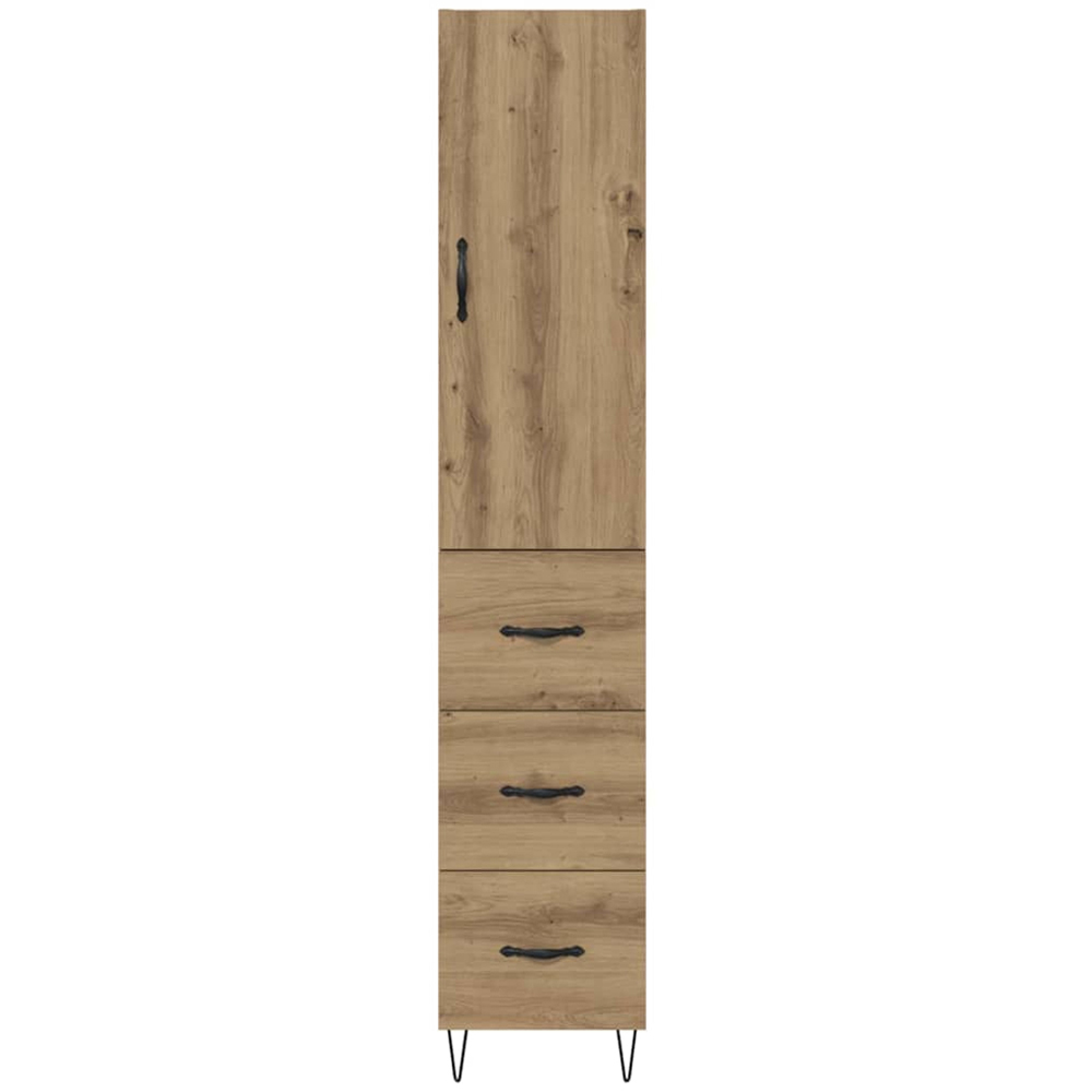 vidaXL Single Door 3 Drawer Artisan Oak Tall Slim Highboard Image 8