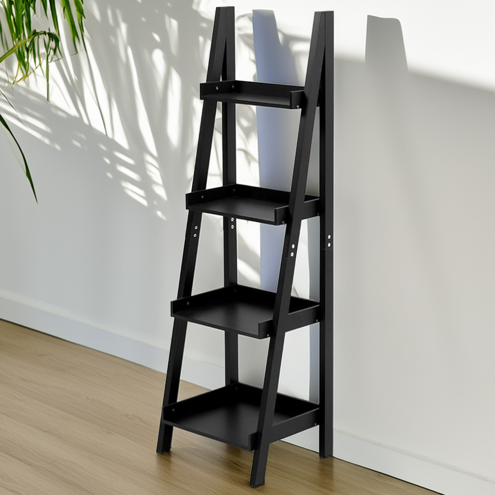 H&O Direct 3 Shelf Freestanding Wooden Display Ladder Shelf Image 1