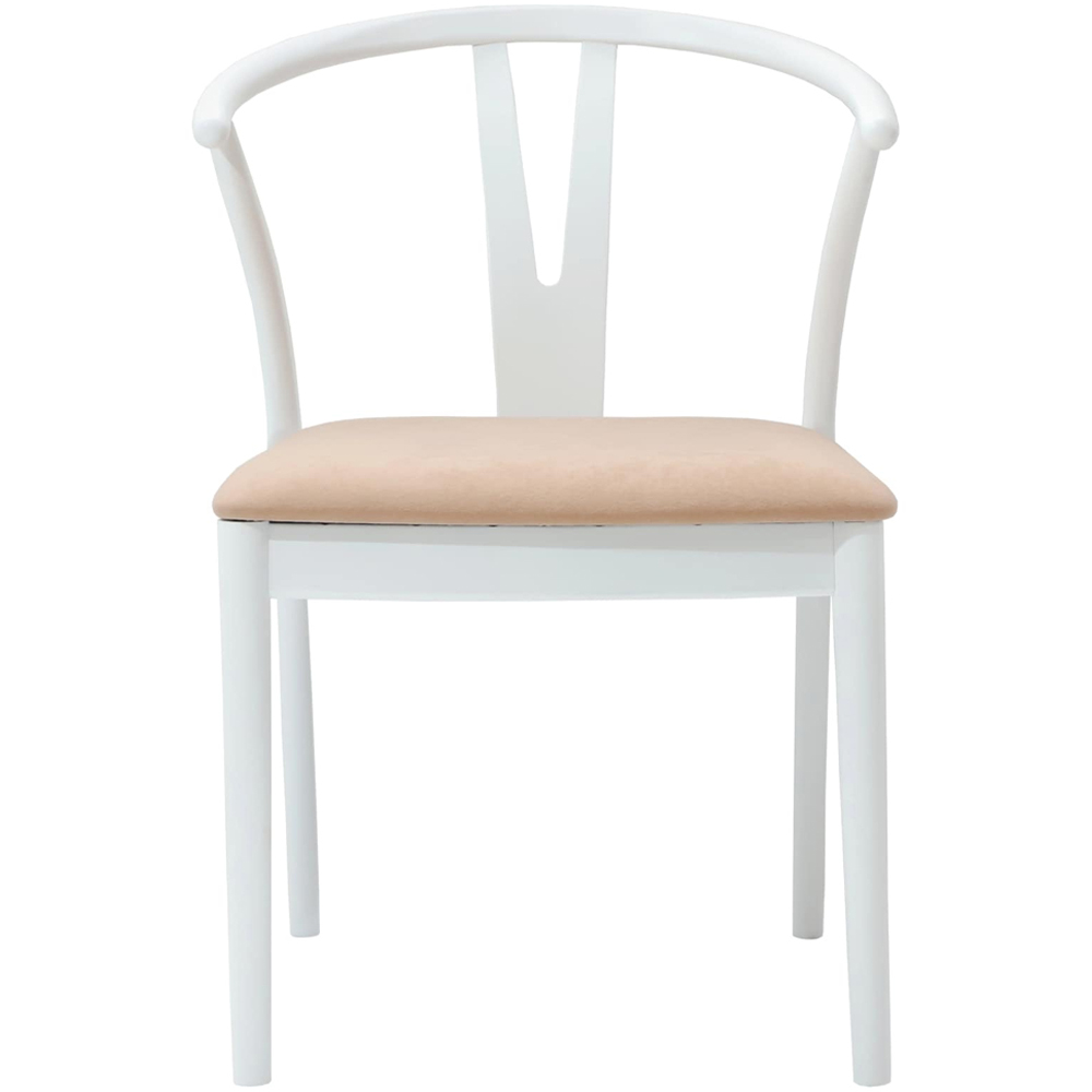 vidaXL Set of 2 White and Brown Rubberwood Curved Vintage Dining Chairs Image 3
