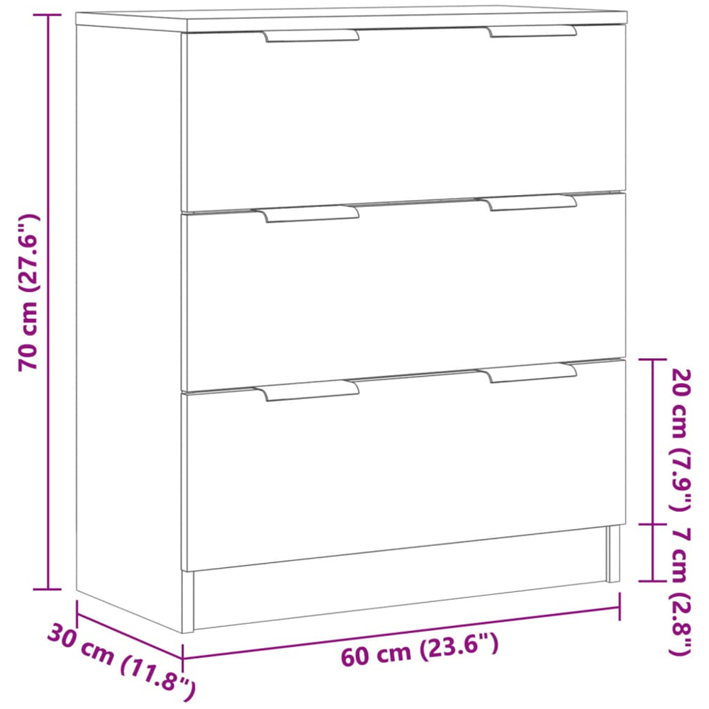 vidaXL 3 Drawer Old Wood Small Sideboard Image 9