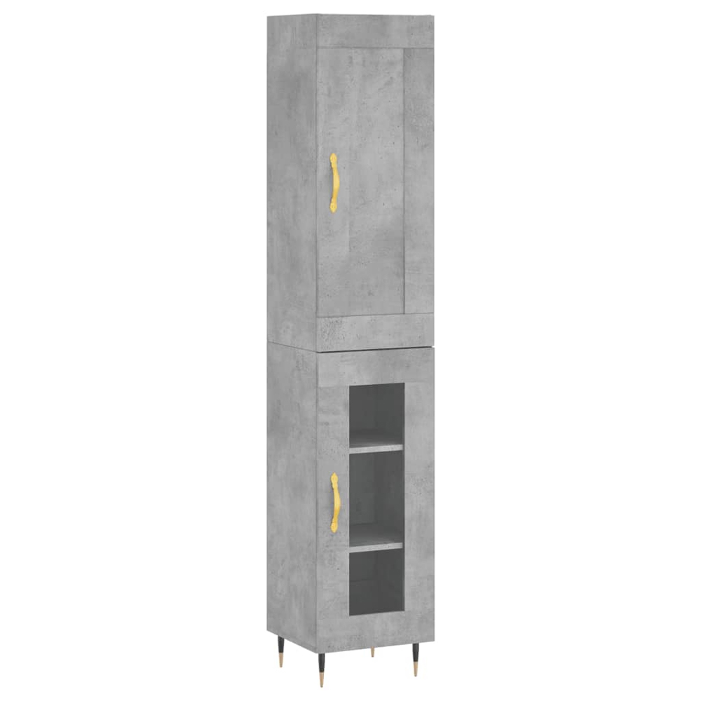vidaXL 2 Door Concrete Grey Highboard Image 2