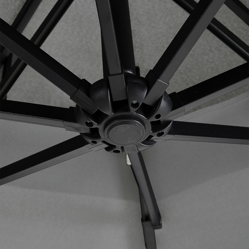 Living and Home Dark Grey 2 Tier Solar Light Cantilever Parasol with Square Base 3m Image 6