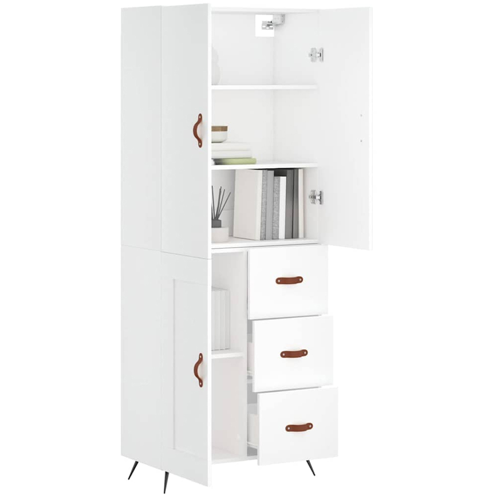 vidaXL 3 Door 3 Drawer White Tall Highboard with Metal Legs Image 3
