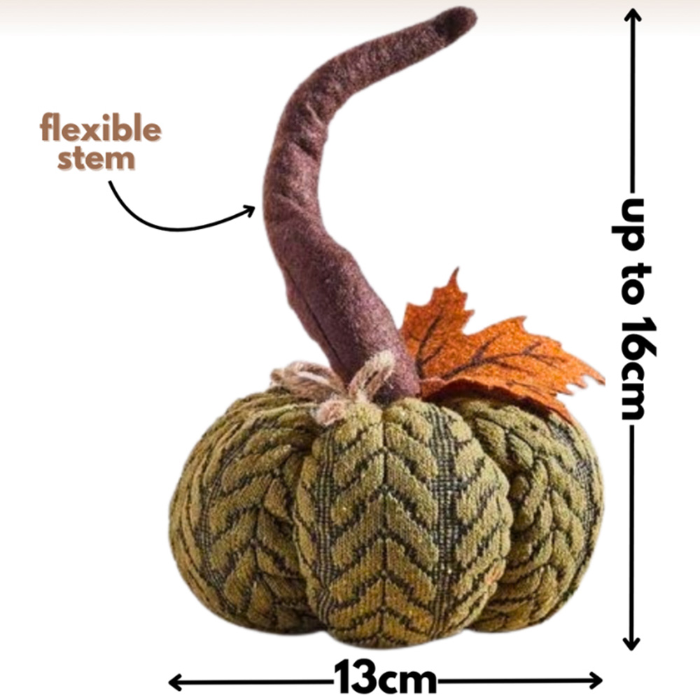 Garden Mile Green Plush Pumpkin Halloween Decoration 13cm Image 6