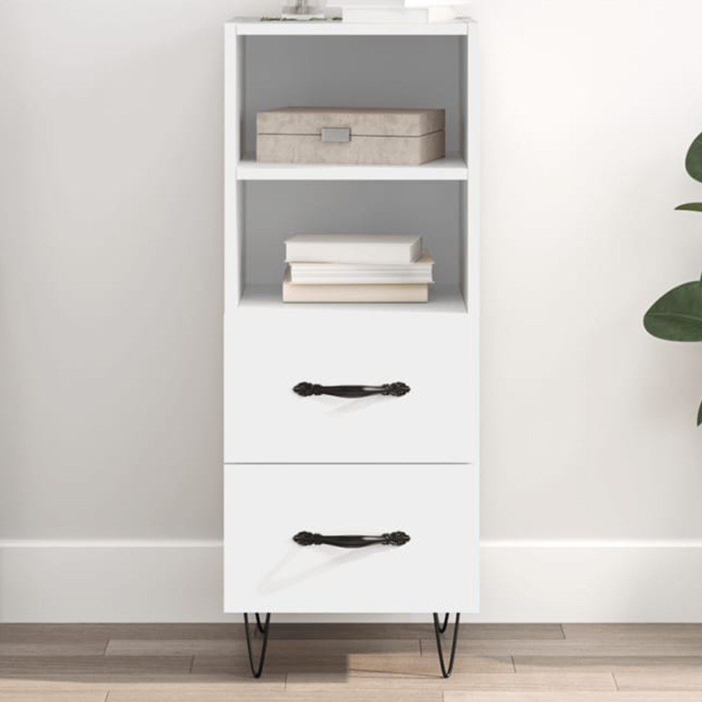 vidaXL 2 Door 2 Shelf White Sideboard Image 1