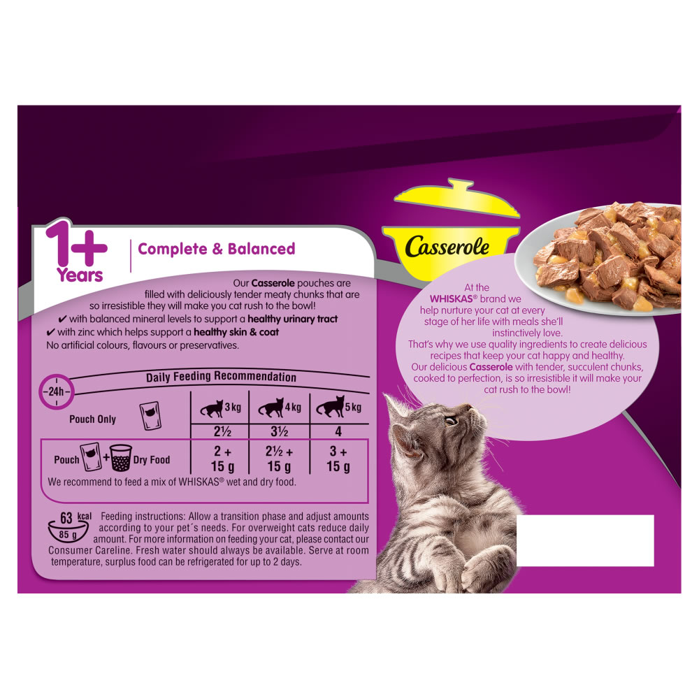 Whiskas Casserole 1+ Poultry Selection Cat Food 12 x 85g Image 5