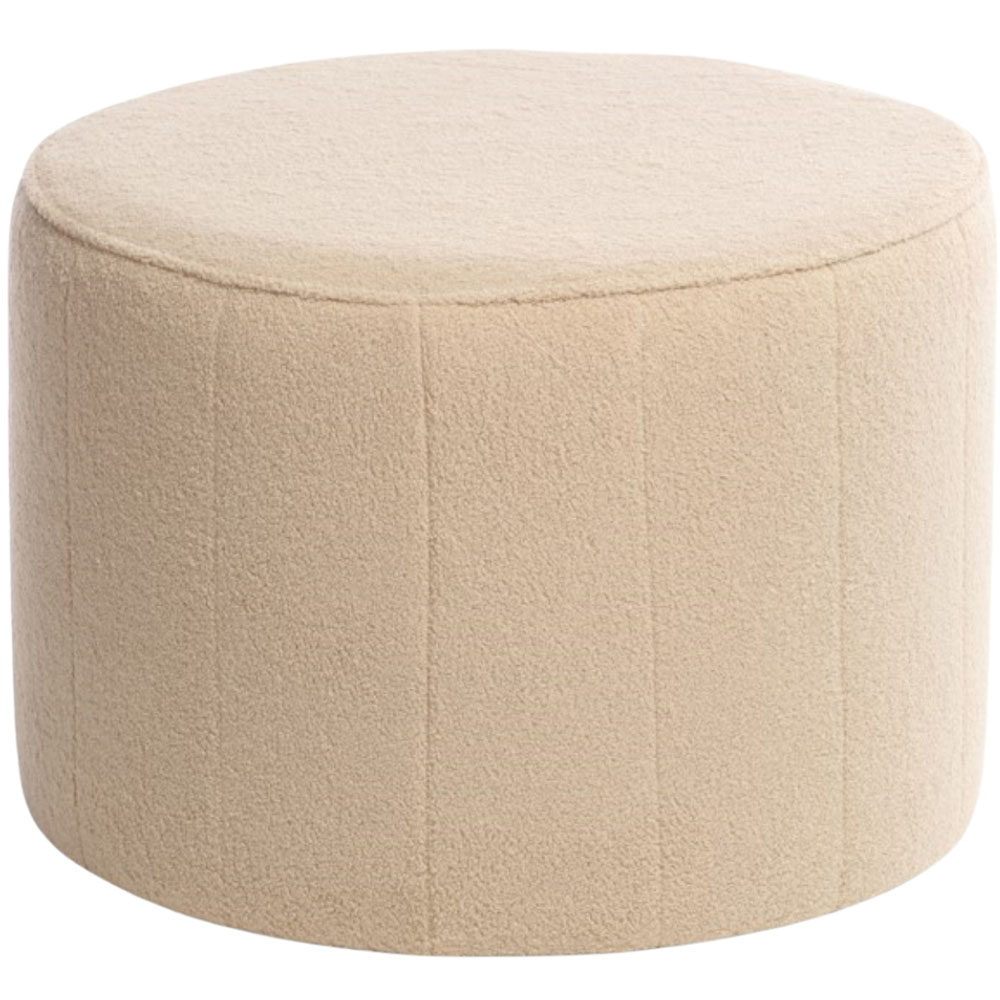 Desser Furniture Medium Round Latte Boucle Fabric Pouffe Image 2