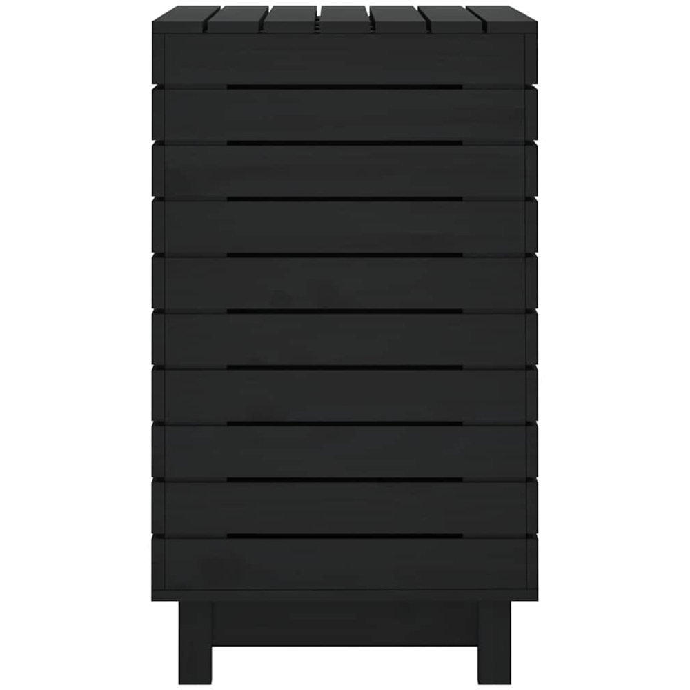 vidaXL Black Solid Pine Wood Laundry Basket 88.5 x 44 x 76cm Image 5