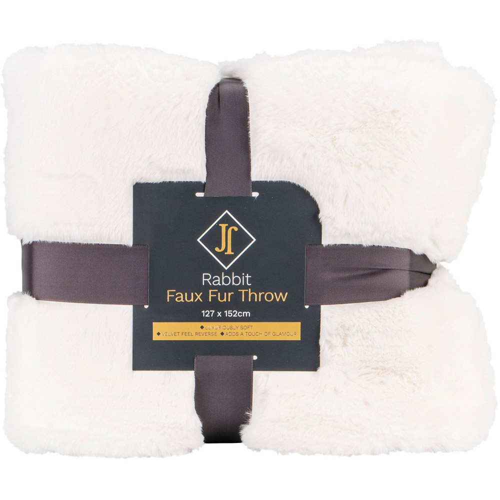 Divante White Rabbit Faux Fur Medium Throw 127 x 152cm Image 1