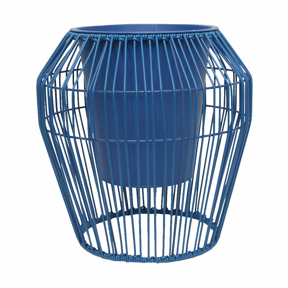 Wilko Indoor Rattan Effect Planter Blue Wilko