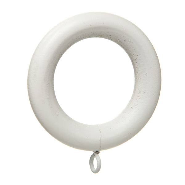 Wilko 4 pack 28mm White Wood Effect Curtain Pole Rings Image