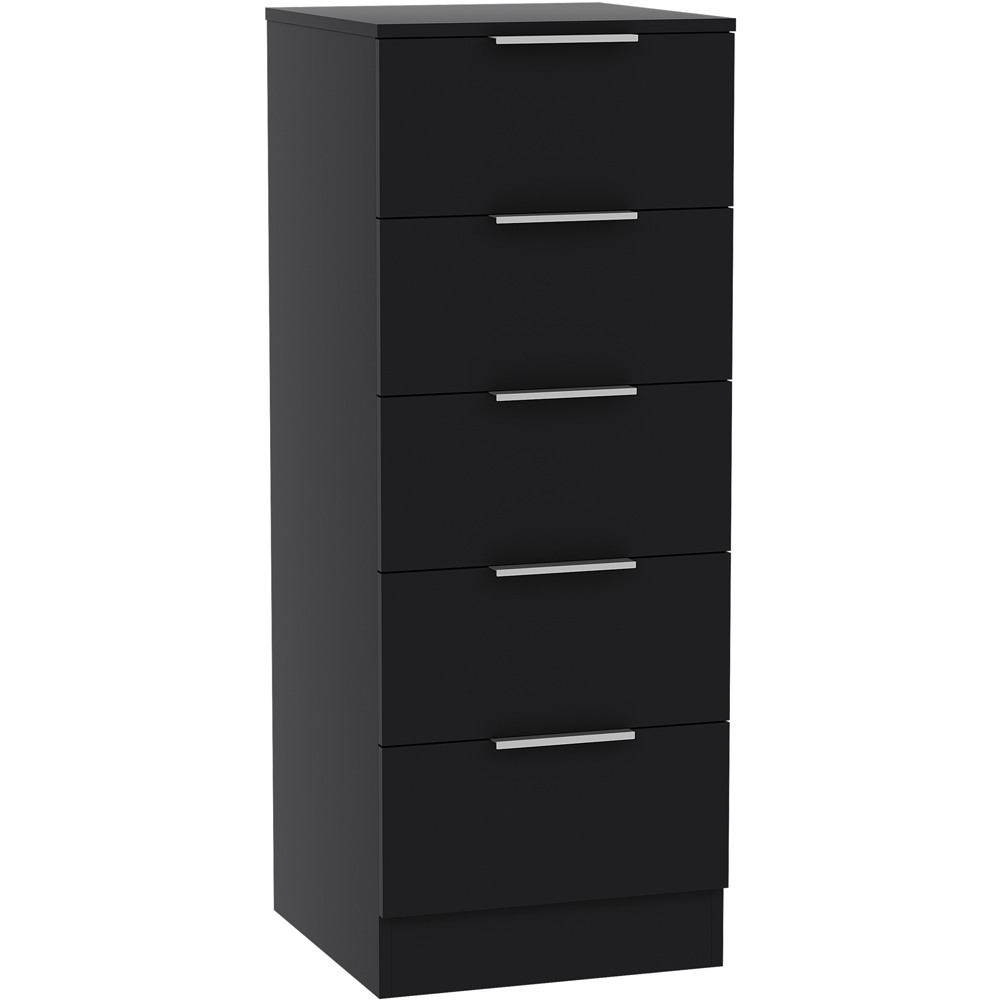 VIDA DESIGNS Trega 5 Drawer Black Narrow Bedside Cabinet Image 2