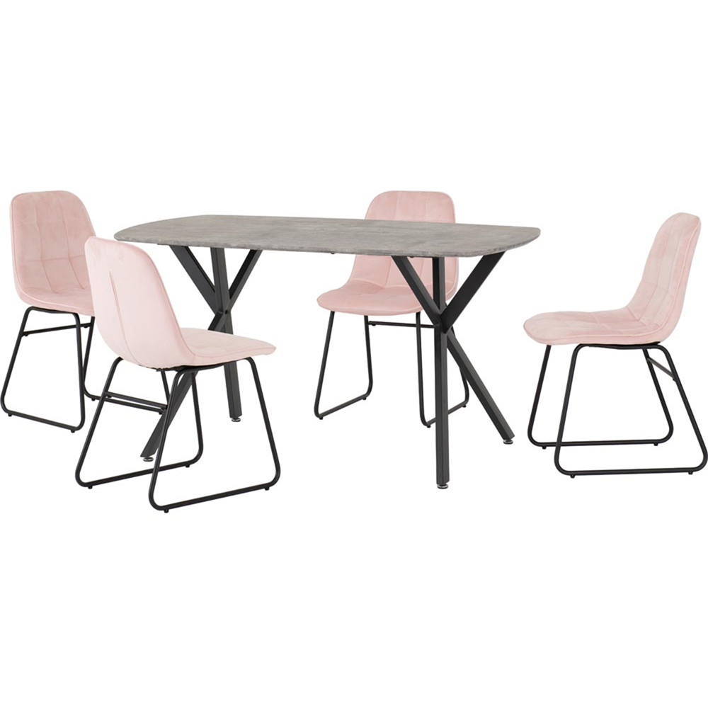 Seconique Athens Lukas 4 Seater Dining Set Concrete and Baby Pink Image 2